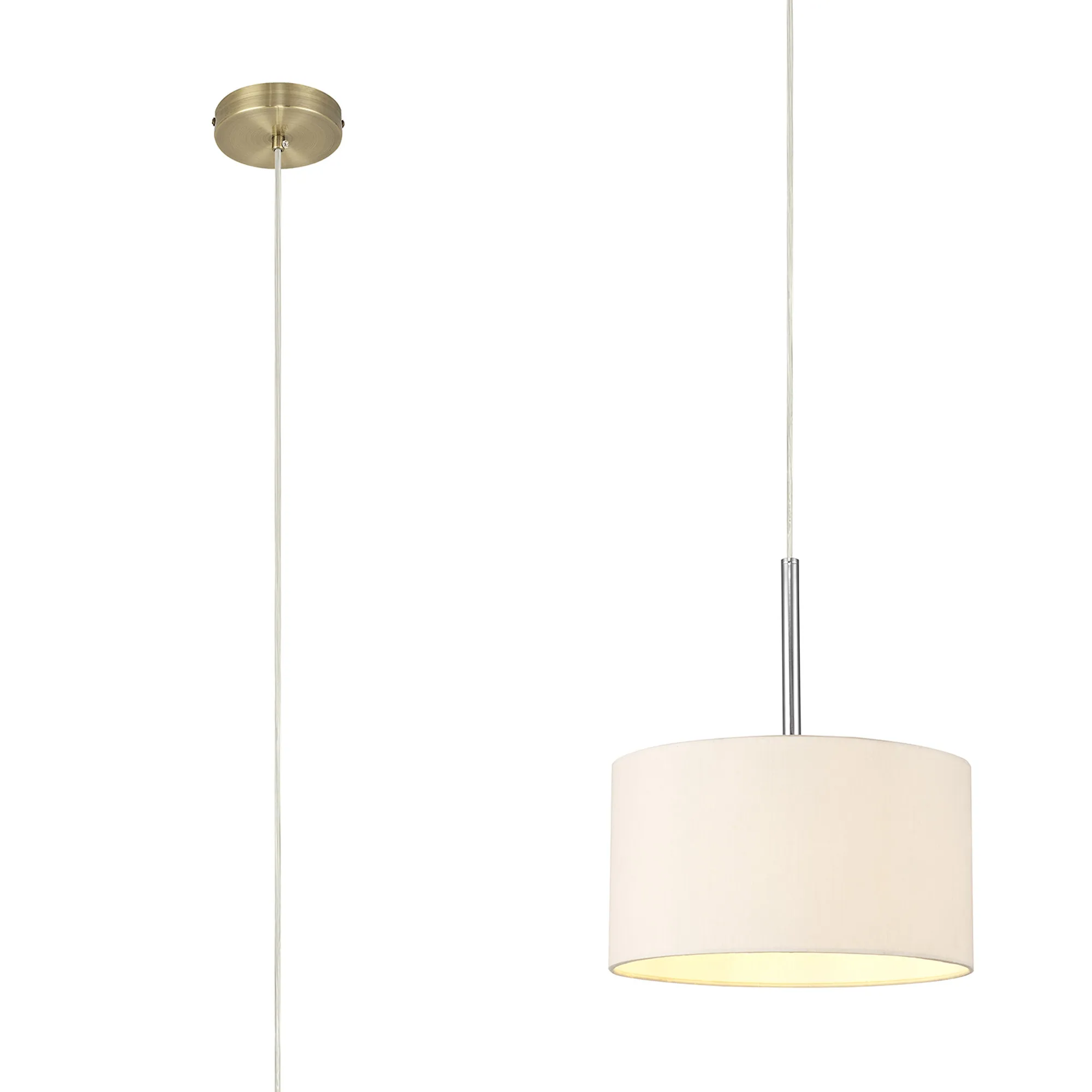 DK0200  Baymont 30cm Pendant 1 Light Antique Brass; Nude Beige/Moonlight